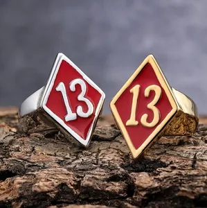 Over Size Fashion Jewelry 316 acciaio inossidabile argento rosso oro numero 13 moto Biker Skull Rings for Men Boys