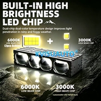 Support universel CQL 200W, phares auxiliaires de voiture à 4 lentilles Bi-LED blanc pur, feux de croisement et de route, étanches 12V 24V