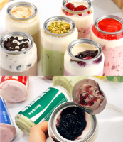 Nouveau Design Bocal en PET pour Gâteaux, Bocaux en Plastique Transparent Personnalisés Jetables pour Lait, Thé, Jus, Gâteau, Smoothies, Bocaux en PET avec Couvercles Entièrement Ouvrables