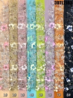 Tissu en dentelle de luxe de qualité supérieure Oman, broderie florale 3D, tulle à sequins pour robes de mariée, tissu en filet