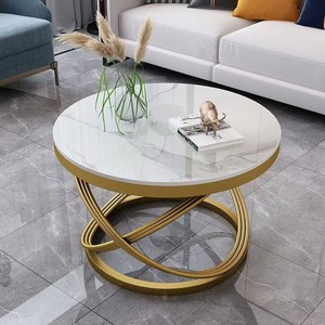 Table centrale ronde de luxe pour salon table d'appoint en métal avec dessus en marbre table basse moderne