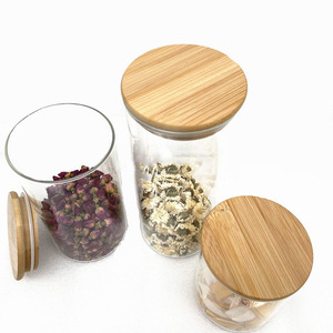 Canister Set Of 5 Glass Kitchen Canisters With Airtight Bamboo Lid Glass Storage Jars For Kitchen