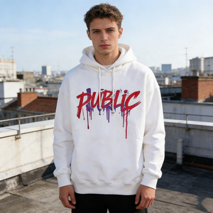 เสื้อฮู้ดดี้ผู้ชายผ้าเฟรนช์เทอร์รี่หนัก 450 กรัม ทรงบ็อกซี่ ไหล่ตก พิมพ์ลายสกรีนตามสั่ง สไตล์วินเทจ เสื้อพูลโอเวอร์สตรีทแวร์ - Product Image 3