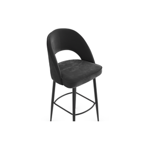 เก้าอี้บาร์คุณภาพสูงหุ้มกำมะหยี่สีเหลืองทองพร้อมขาโลหะสีดำ ดีไซน์ทันสมัยสำหรับชาวอเมริกัน - Product Image 5