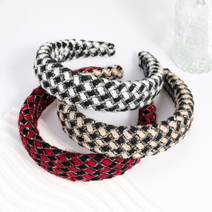 Fascia per capelli a tema <span class=keywords><strong>Halloween</strong></span> e Natale, con fiocco a cuore marrone a quadri, colore unico, per trucco, alla moda, all'ingrosso - Product Image 6