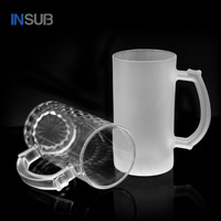 Mug à bière transparent de 16 oz, vierge pour sublimation DIY, en forme de canette de bambou, pré-revêtu en usine, en verre transparent