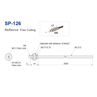 Sensor de fibra óptica de montaje roscado M6, sensor de reflejo difuso con unidad de fibra de 2m, detección de fibra óptica de la serie SP de forma hexagonal