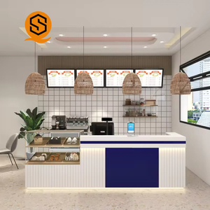 Premium Bakery <strong>Reception</strong> Counter <strong>Integrated</strong> Visual Bread Display Case Coffee &amp; Beverage Preparation Area with Front Desk - Product Image 4