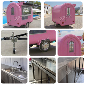 Mini Remolque de Comida Móvil, Mesas de Trabajo de Acero Inoxidable, Construcción de Fibra de Vidrio, Servicio de Comida al Aire Libre, <span class=keywords><strong>Hot</strong></span> Dogs, Burbujas - Product Image 2