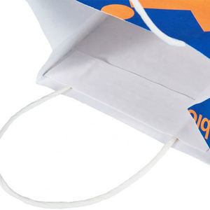 Sac en papier pour vin avec logo personnalisé, papier kraft recyclé, poignée en papier torsadé robuste, impression offset pour l'emballage du champagne et des aliments - Product Image 4