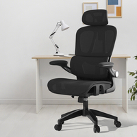 Chaise de bureau ergonomique pivotante à dossier haut inclinable en maille intégrale noire personnalisée par le fabricant avec appui-tête