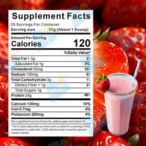 SUNI OEM ODM al por mayor Etiqueta Privada proteína de suero en polvo aislado sabor fresa proteína en polvo para <span class=keywords><strong>pre</strong></span> entrenamiento - Product Image 2