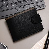 Dompet pendek pola Lychee pria, lintas batas sederhana dompet koin Slot Multi kartu kancing magnetik penutupan terbuka poliester