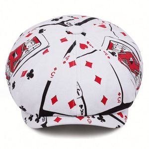 2024 British Vintage Printing Playing Card Beret <b>Hat</b> Fashion Canvas Newsboy <b>Hat</b> - Product Image 6