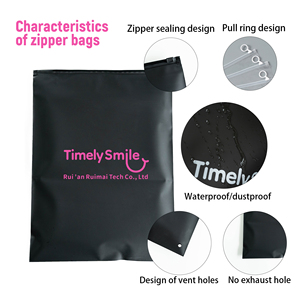 Free Sample Custom Printing Resealable Self Zip Lock Cloth Packaging Plastic Black Matte Frosted Slider Zipper <strong>Bag</strong> With Own Logo - Product Image 5