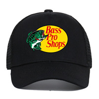 Gorra de béisbol de malla de 5 paneles de algodón puro estampada con patrón de peces tropicales, ajustable, para verano y pesca al aire libre
