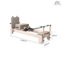 Reformer de Yoga y Pilates Fusion Maple con Carro para Programas Combinados de Flexibilidad y Fuerza, Equipos de Pilates y Yoga