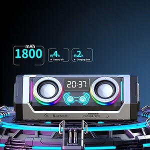 Loa không dây di động tích hợp đèn LED kép, đèn RGB, chức năng đồng hồ, âm trầm mạnh mẽ, sử dụng ngoài trời - Product Image 3