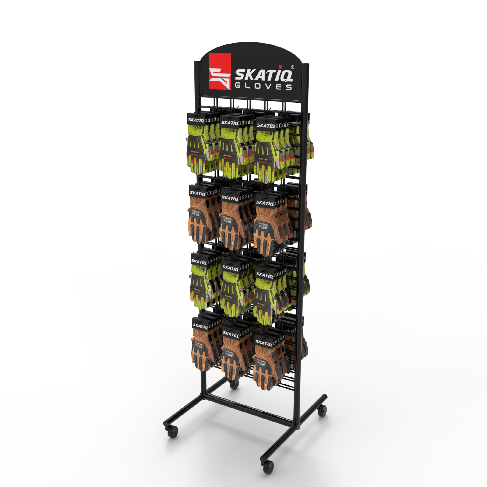 Custom Logo Metal Mesh Display Stand for Gloves Tools Socks Slippers Data Cable Hook Floor-to-Ceiling Rotating Movable Wholesale — view 2