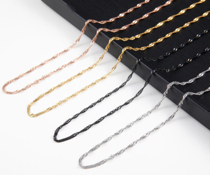 ステンレス鋼女性用メーター,中国ファインジュエリーPvdゴールドウォーターウェーブシンガポールネックレスメーター水波チェーンロール - Product Image 6