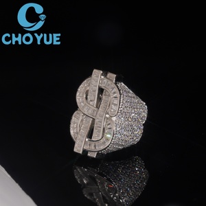 Custom Dollar Sign Lab Diamond <b>Ring</b> Solid Sterling <b>Silver</b> 925 Gold Plated <b>Cross</b> Lad Grown Diamond <b>Ring</b> Iced Out Hip Hop Jewelry - Product Image 6