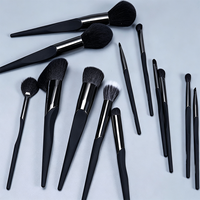 Set Kuas Makeup Profesional Berkualitas Tinggi, Eksklusif, Custom Private Label Hitam 13 Buah, Foundation 500