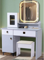 Table de maquillage moderne en bois massif avec miroir, bureau de coiffure spacieux à plusieurs tiroirs pour chambre à coucher