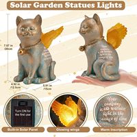 Statue d'ange commémorative pour animaux de compagnie MJQZFJZG, statue de jardin en résine lumineuse à énergie solaire |   Ailes lumineuses LED étanches, cadeau de condoléances pour