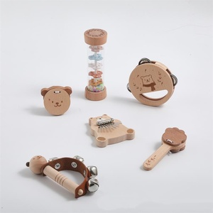 Juego de Instrumentos Musicales de Madera con Forma de Oso, Xilófono, Sonajero, Campana, Tambor, Juguete de Percusión para la Educación Temprana de Niños - Product Image 5