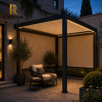 Pergola motorisée en aluminium RKOVE RK-C2 3*3 avec écrans rétractables à fermeture éclair, toit à lames orientables, espace privé extérieur, patio, gazebo de loisirs
