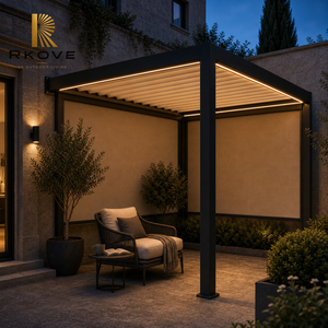 Pérgola Motorizada de Aluminio RKOVE RK-C2 3*3 con Pantallas Retráctiles, Techo de Láminas, Privacidad Exterior, Patio, Gazebo de Ocio - Product Image 6