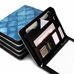 PU Leather Portfolio Folder Interview Legal <b>Document</b> Organizer <b>Bag</b> with Business Card Holder Calculator A4 Business Portfolio - Product Image 1