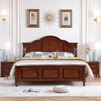 Ensemble de chambre à coucher traditionnel en bois d'acajou pour hôtels, lit en bois massif avec tiroirs, sculpté à la main, gain de place, Rosegia ZQ11296