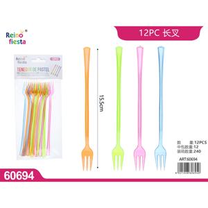 Forchetta lunga colorata da 12 conteggi per feste e dessert - Product Image 1