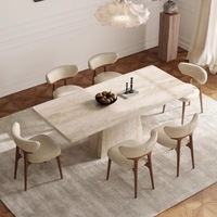 Table à manger rectangulaire moderne vintage en ardoise, style minimaliste du milieu du siècle, démontable, pièce de designer pour maisons et restaurants