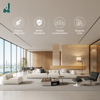 Ensemble de canapés modulaires en tissu capitonné de luxe moderne, design italien, canapé sectionnel avec table d'appoint et étagère intégrées en marbre