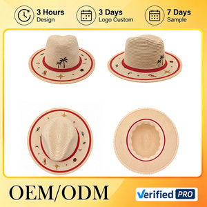Hot Selling Custom Logo Panama <b>Straw</b> <b>Hat</b> Breathable Natural <b>Straw</b> <b>Hat</b> for Daily Beach Travel - Product Image 5