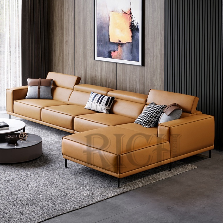 Camel Leather Sofa Set
