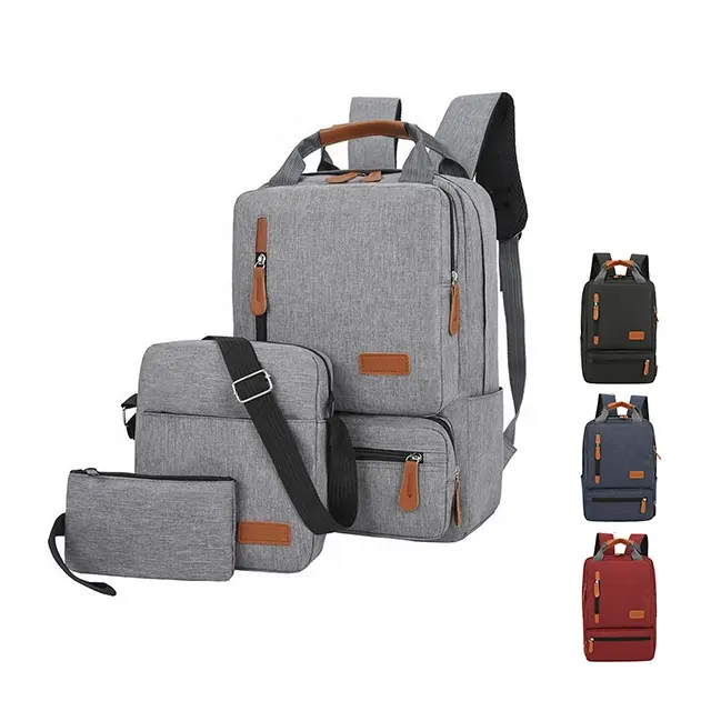 Customized smart computer bag travel business laptop backpack bags 3pcs with usb charging port