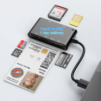 Rocketek Lecteur de carte USB portable 6 en 1 compatible avec les cartes à puce SIM MS M2 SD TF ISO7816 en stock