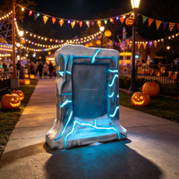Wasserdichte Outdoor-Halloween-Dekoration Kommerzielle Große Riesige LED-Fiberglas-Grabstein-Statue Feiertagsdekoration Maßgefertigte Skulptur