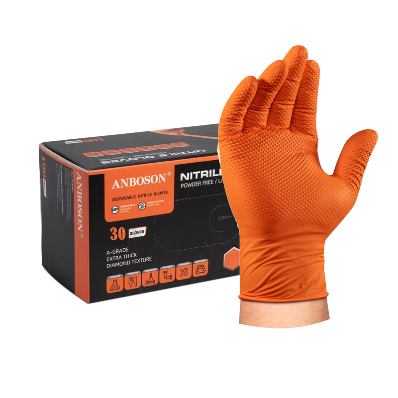 Diamond Texture Grip 8Mil Orange Disposable