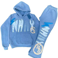 Ensemble de Survêtement à Capuche et Pantalon de Jogging en Coton Lourd, Unisexe, avec Impression Gonflée en Strass, Haute Qualité, Logo Personnalisé