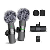 Microphone sans fil portable à réduction de bruit K9, mini microphone cravate sans fil anti-vent pour diffusion en direct en extérieur
