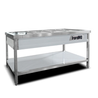 Table rectangulaire chauffante électrique en acier inoxydable isolée pour cantine, restauration rapide en libre-service, argent