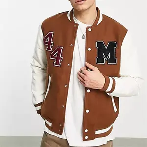 Mode Oem Service Custom Borduren Badges Groothandel Regular Fit Side Pocket Varsity Baseball Jacket Voor Mannen