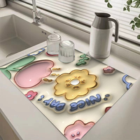 Tapis d'entrée antidérapant en mousse à mémoire de forme, absorbant l'eau, imprimé 3D motif floral, séchage rapide, lavable, avec base en caoutchouc anti-boue