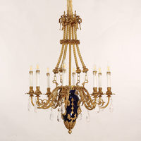 Lustre en porcelaine classique 8 lumières salon lustre en laiton de style français lampe suspendue
