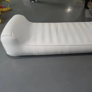Lujoso sillón inflable junto a la piscina con rayas de marfil/Lino, colchones de aire, tumbona, tumbona inflable - Product Image 1