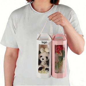 Factory Direct Customizable Free Design <b>Paper</b> Gift Box With Window & Handle Portable Ideal for Flower & Toy Packaging - Product Image 2